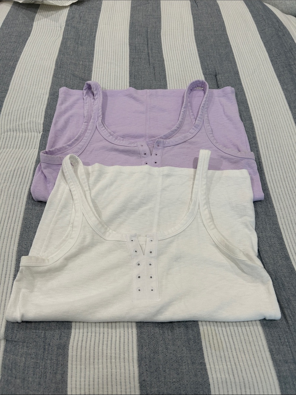 aerie White Ribbed Tank Top - Scoop Neck